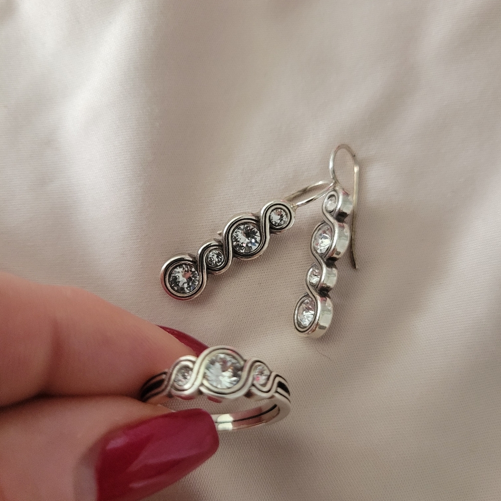 Brighton Infinity Ring and Earrings like new, e cell entertainment condition.